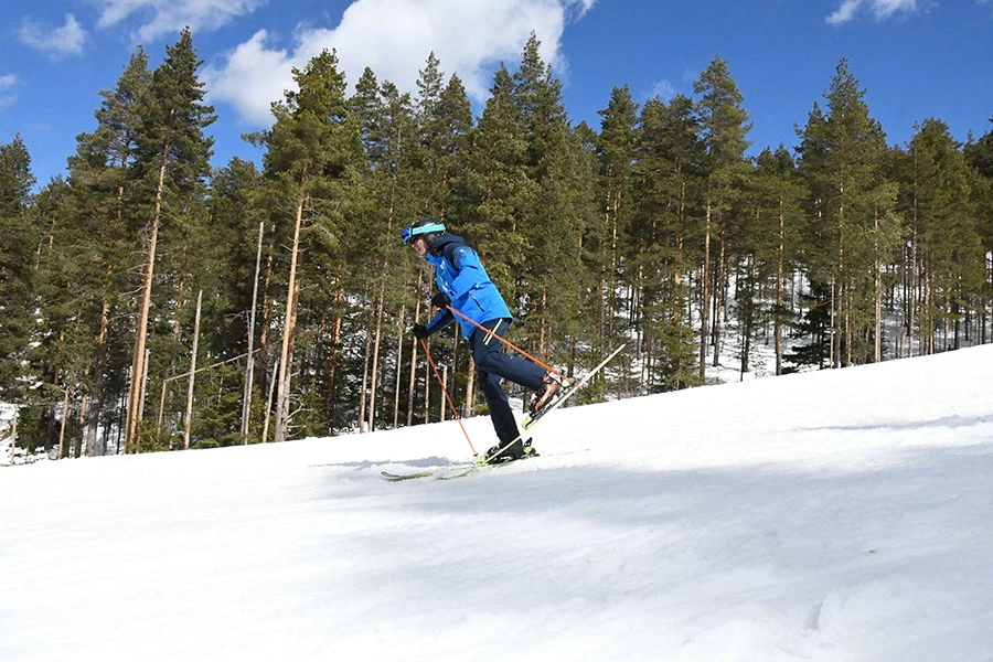 Ski teacher with kids
